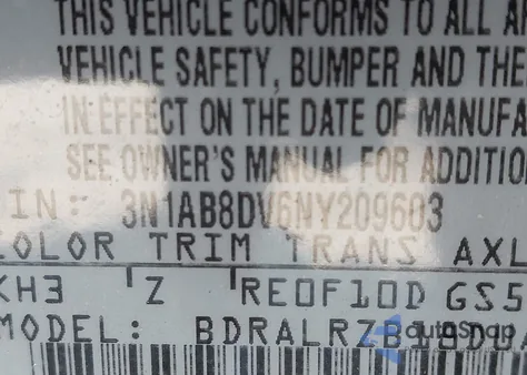 2022 Nissan Sentra Sr Xtronic Cvt из США, поврежденный, VIN 3N1AB8DV6NY209603